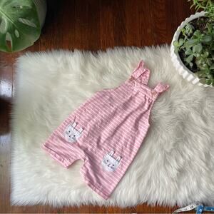 Pink Stripe Toddler Jumpsuit Romper Size 24M Bunny Pockets